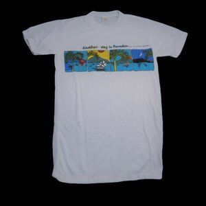 Another Day in Paradise US Virgin Islands Vtg Single Stitch White Tee S